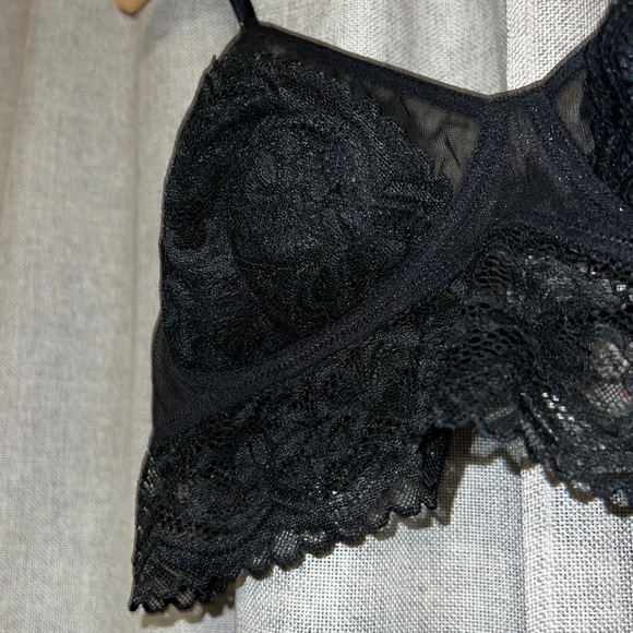 Gilligan & O’Malley Black Sheer Longline Bralette with Gorgeous Lace Size Small - Picture 3 of 10